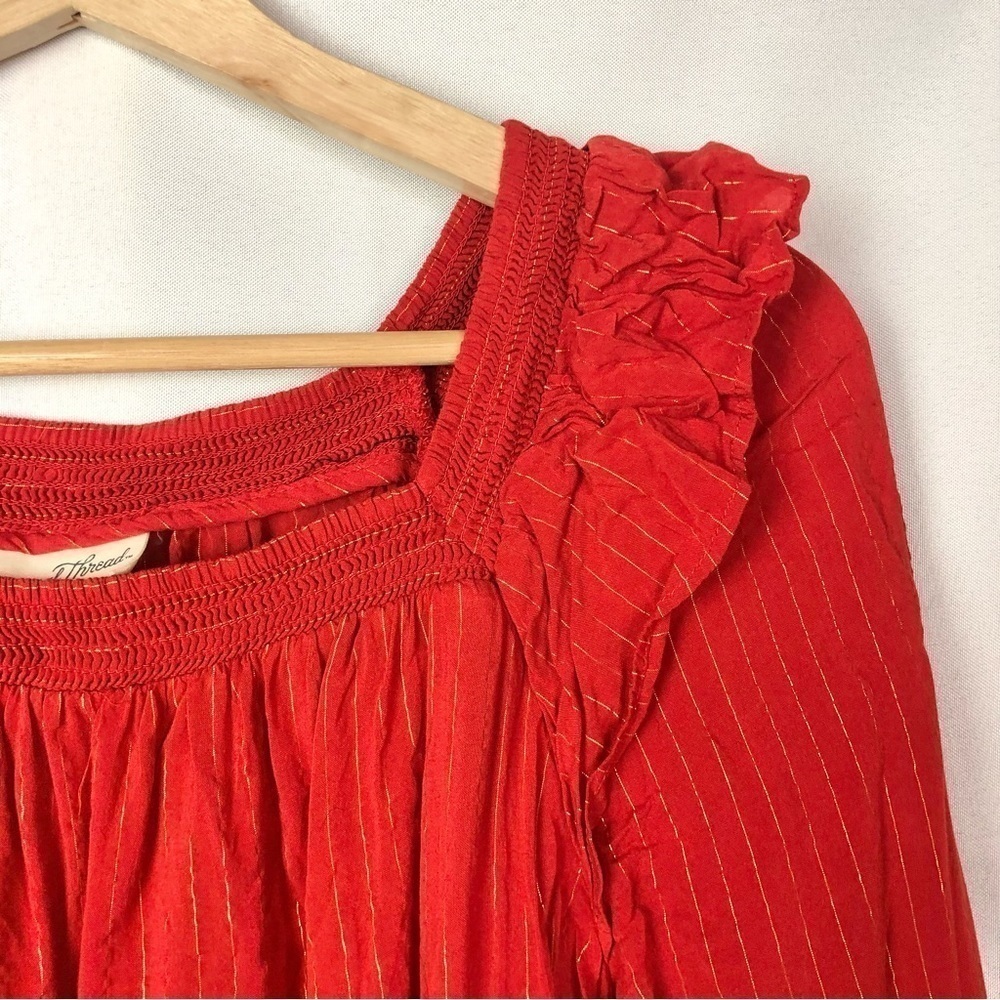 Universal Thread Red Balloon Sleeve Metallic Stri… - image 4